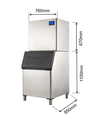 2023 Necessità estiva 500kg Ristorante Cubo Macchina per ghiaccio con capacità di stoccaggio di ghiaccio di 400kg